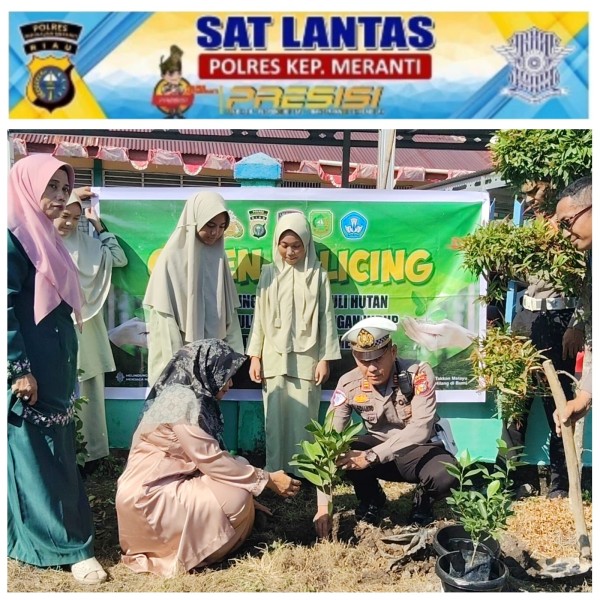Tiga Sekolah Melaksanakan Green Policing, Polres Kepulauan Meranti Sosialisasikan Peduli Lingkungan ke Generasi Muda