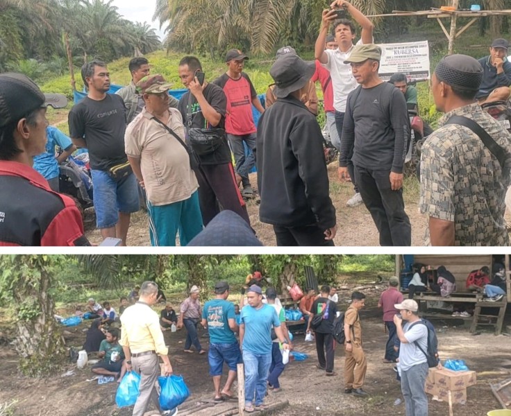 WARGA DESA PANTAI RAJA HALAU PEMASANGAN PATOK DI LAHAN SAWIT