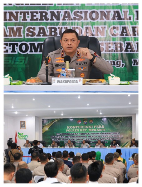 Wakapolda Riau Ungkap Jaringan Internasional Di Polres Meranti Narkotika Jenis Sabu 27 Kilogram.