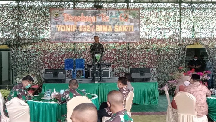 HUT Batalyon 132/BS ke-62 Tahun, Mayor Inf Syafi'i Ajak Ciptakan Suasana Kondusif