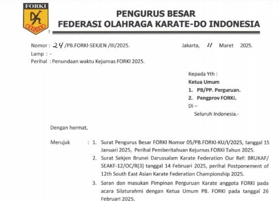 Jadwal Kejurnas Karate di Riau Diundur, Atlet Punya Waktu Persiapan Lebih
