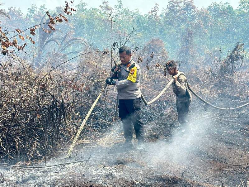 Tim Gabungan Masih Berjibaku Lakukan Pendinginan Karhutla di Desa Tanjung Kedabu