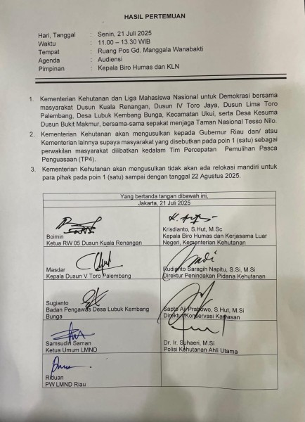 Aksi Demo Gagal Pemerintah Tetap Relokasi Perambah TNTN, Kerusakan Hutan Capai 81 Ribu Hektar
