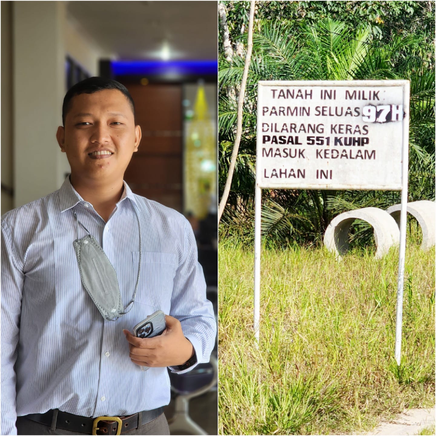 Plang Pemilik Tanah Seluas 97 Hektar Atas Nama Parmin di Kampung Rawang Air Putih Ternyata Hanya Pemegang Kuasa