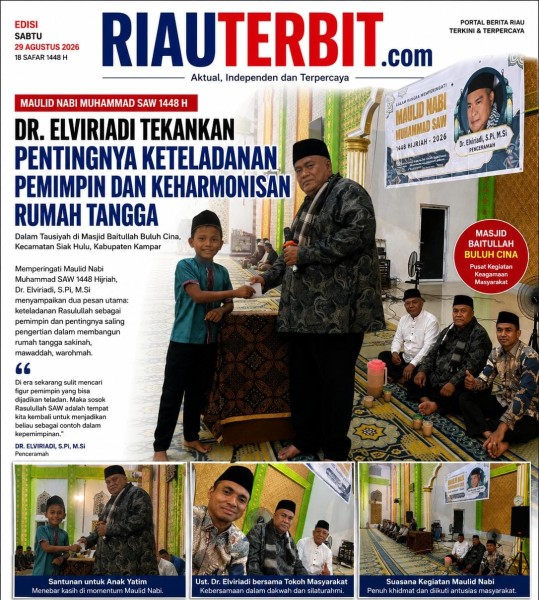 Maulid Nabi di Masjid Baitullah Buluh Cina, Dr. Elviriadi Tekankan Pentingnya Keteladanan Pemimpin dan Keharmonisan Rumah Tangga