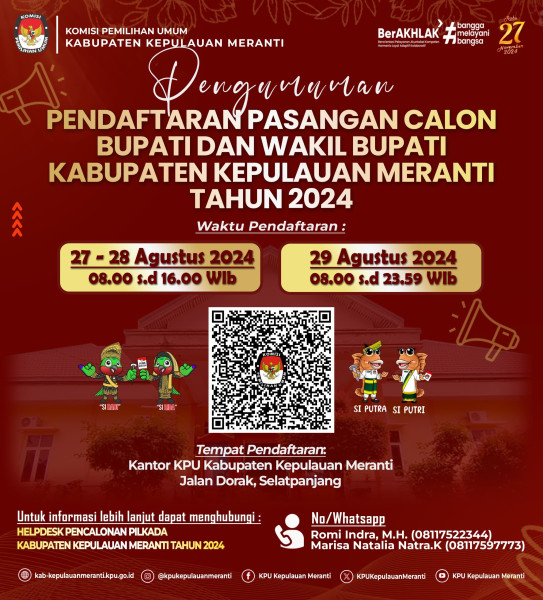 KPU Kepulauan Meranti Umumkan Bacalon Bupati Tahun 2024