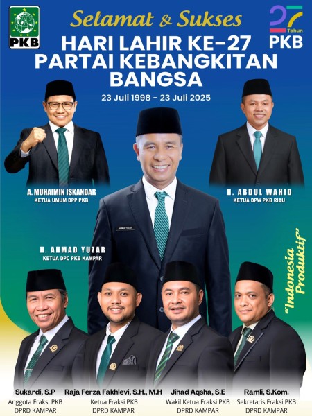 Ketua DPC PKB Kampar Ahmad Yuzar Komandoi Fraksi PKB Kampar Hadiri Bimtek Nasional dan Peringatan Harlah ke 27 PKB di Jakarta