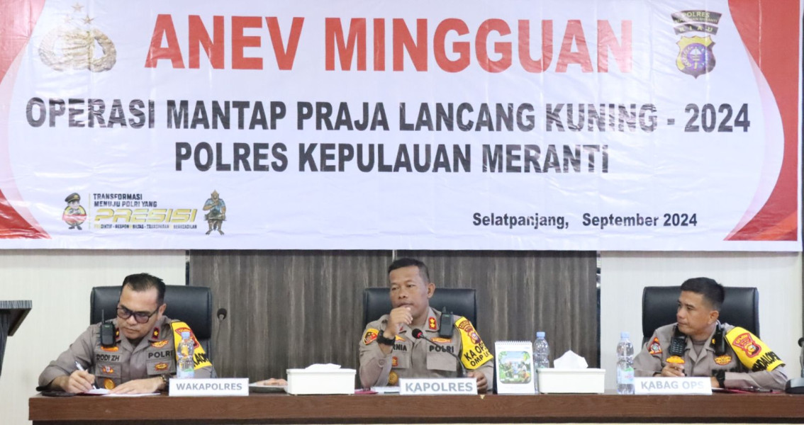 Kapolres  Pimpin Kegiatan Anev Mingguan Ke - I Dalam Rangka OMP LK tahun 2024 polres kep meranti