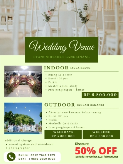 Tak Hanya untuk Berwisata, Stanum Resort Bangkinang Kini Jadi Lokasi Pernikahan Elegan dengan Promo 50% Off!