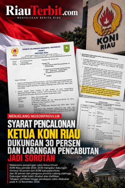 Jelang Musorprovlub, Syarat Dukungan Calon Ketua KONI Riau Minimal 30 Persen