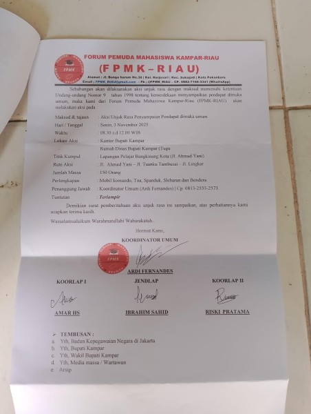 Sekda Kampar Hambali Diduga Kerahkan Demo pasca Berseteru dengan Bupati Ahmad Yuzar